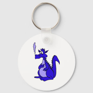 Blauer Drache mit Rauch Schlüsselanhänger
