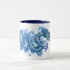Blauer Drache mit Wasser-Spritzen Tasse