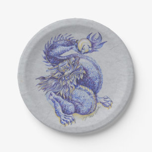Blauer Drache Pappteller