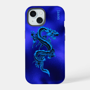 Blauer Drache Personalisiert iPhone 15 Hülle