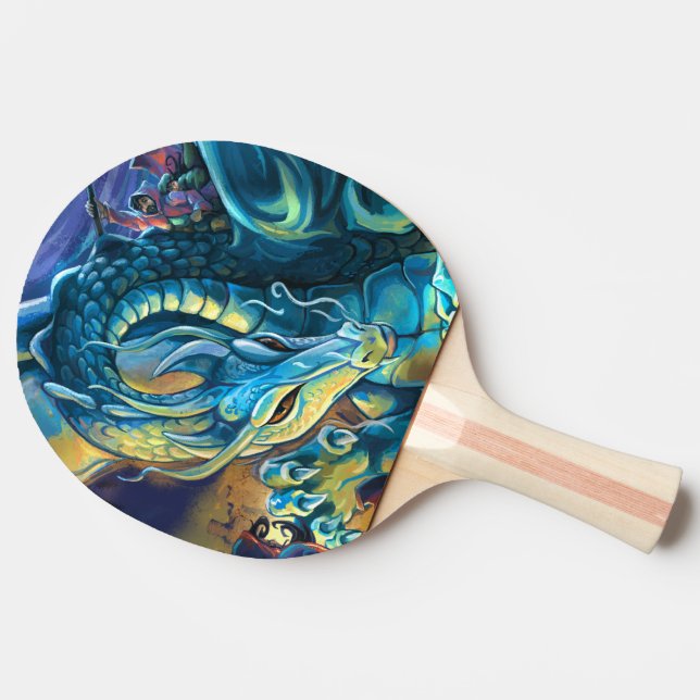 Blauer Drache-Reiter Tischtennis Schläger (Seitenansicht)