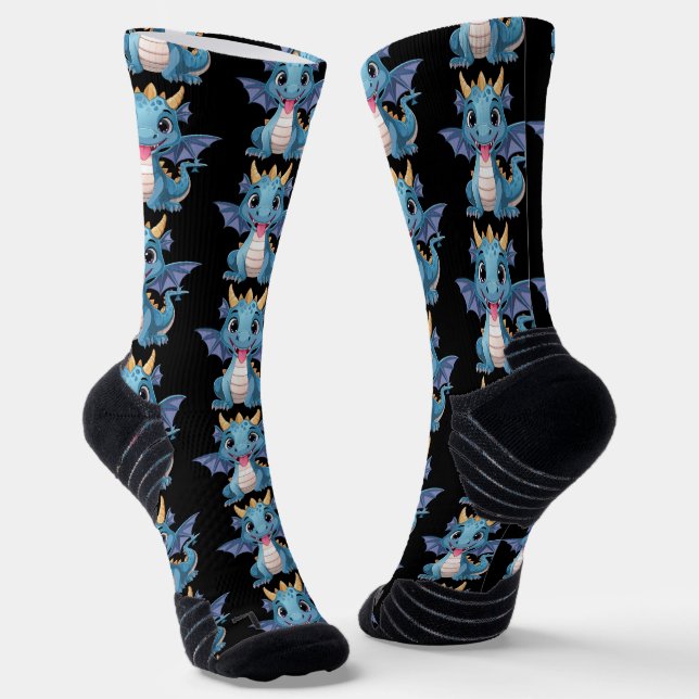 blauer Drache Socken (Gewinkelt)