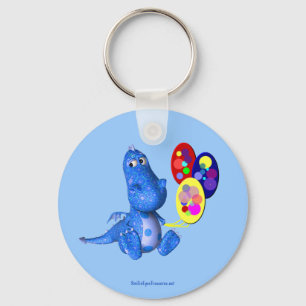 Blauer Drache und Ballon-niedlicher Schlüsselanhänger