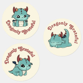 Blauer Drachenjunge dankbar Etiketten