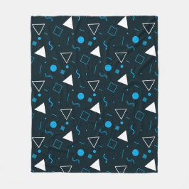 Blauer Dreieck-Rundquadrat Punkte Retro-Muster Fleecedecke