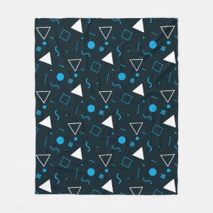 Blauer Dreieck-Rundquadrat Punkte Retro-Muster Fleecedecke