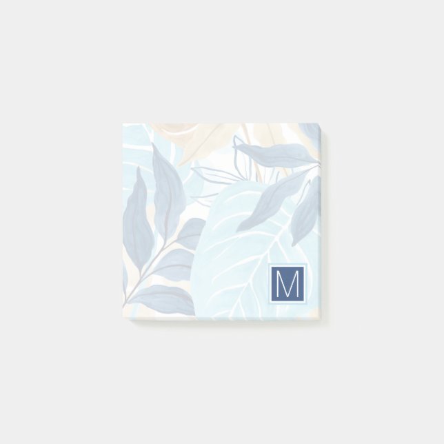 Blauer Dschungel-Blätter Post-it Klebezettel (Vorderseite)
