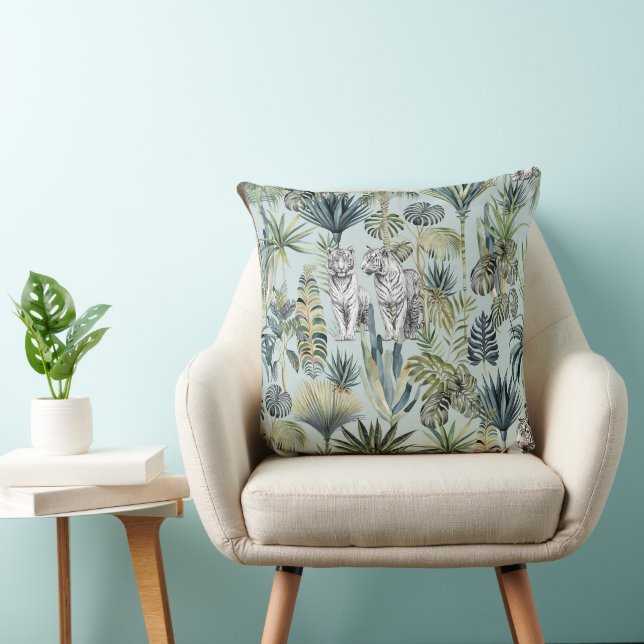 Blauer Dschungel Weiße Tigers Kissen (Stuhl )