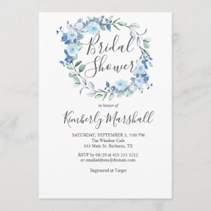 Blauer Dusty Blue Brautparty Einladung