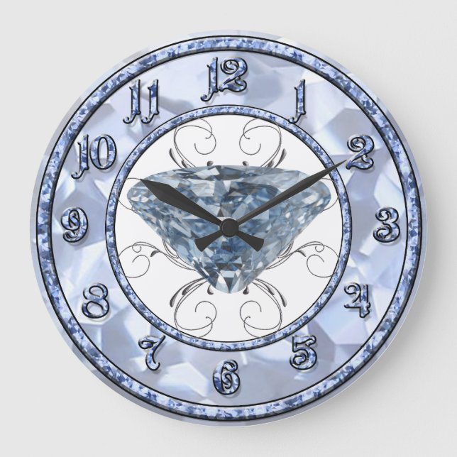 Blauer Edelstein Große Wanduhr (Vorderseite)