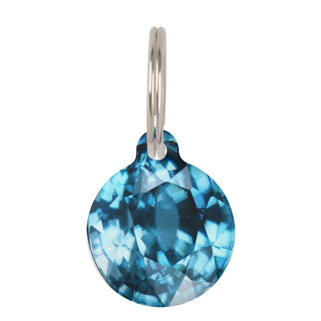 Blauer Edelsteinkristallzircon Dezember Birthstone Tiermarke (Vorderseite)