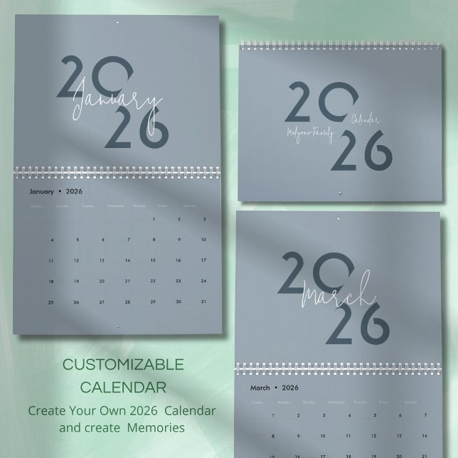 Blauer einfacher eleganter Kalender 2026 (Von Creator hochgeladen)