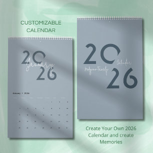 Blauer einfacher eleganter Kalender 2026