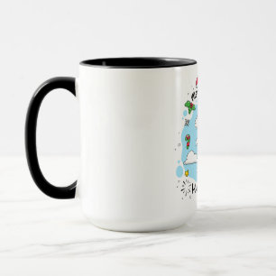 Blauer Einhorn für Kinder Happy Holidays Tasse