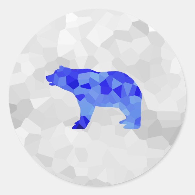 Blauer Eisbär Geometrie Winter Snowy Blizzard Runder Aufkleber (Vorderseite)