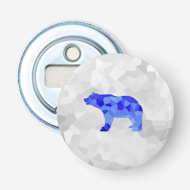 Blauer Eisbär-geometrischer Wintersnowy-Blizzard Flaschenöffner (Vorderseite)