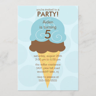 Blauer Eiskrem Einladung zum Geburtstag