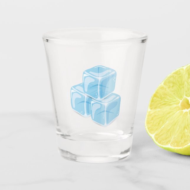Blauer Eiswürfel Schnapsglas (Vorderseite)