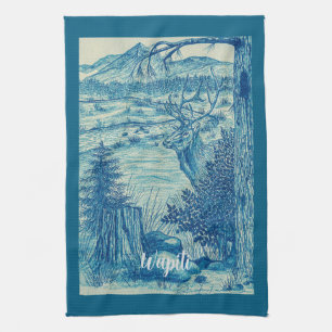 Blauer Elch Geschirrtuch