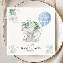 Blauer Elefant Baby Shower Oh Boy Papier