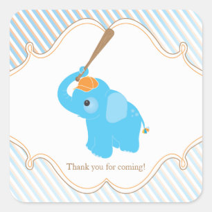 Blauer Elefant-Babyparty-Bevorzugungs-Aufkleber Quadratischer Aufkleber