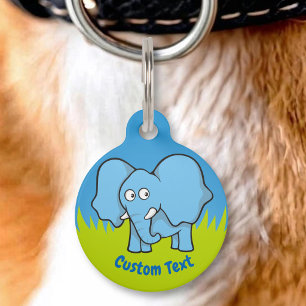 Blauer Elefant Cartoon Haustier ID-Anhänger Haustiermarke