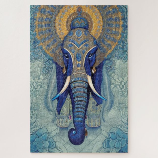 Blauer Elefant-Jigsaw-Puzzle (Vertikal)