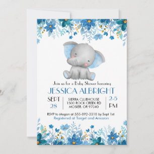 Blauer Elefant Jungen Baby Shower Sprinkle  Einladung
