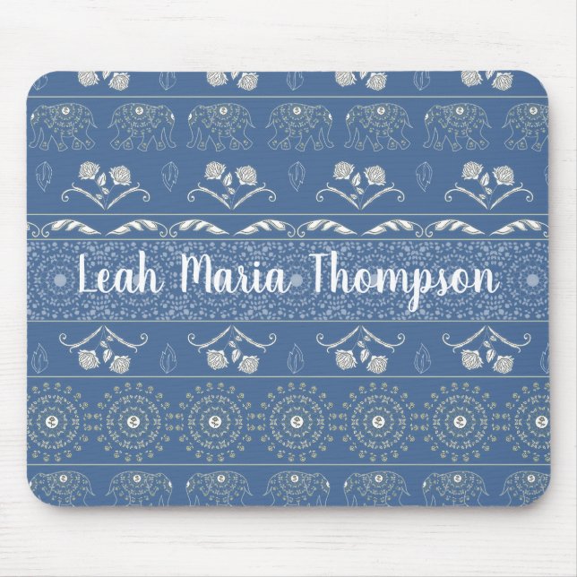 Blauer Elefant Mandala Mousepad (Vorne)