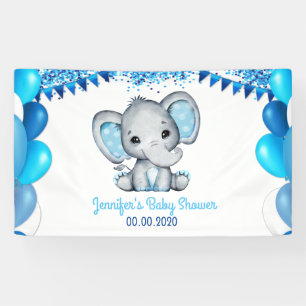 Blauer Elefant mit Balloons Banner Dusche