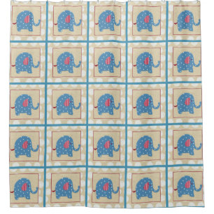 Blauer Elefant mit weißen Polka-Punkten Duschvorhang