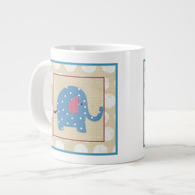 Blauer Elefant mit weißen Polka-Punkten Jumbo-Tasse (Vorderseite Links)