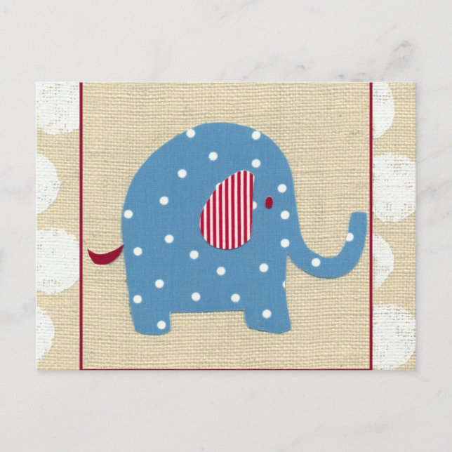 Blauer Elefant mit weißen Polka-Punkten Postkarte (Vorderseite)