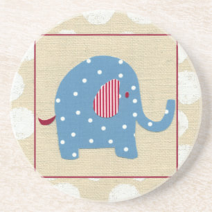 Blauer Elefant mit weißen Polka-Punkten Untersetzer