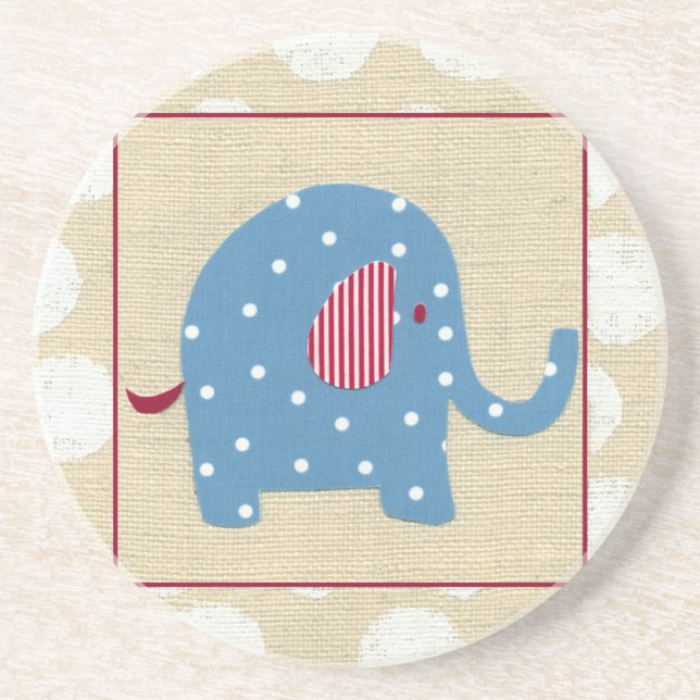 Blauer Elefant mit weißen Polka-Punkten Untersetzer (Vorne)