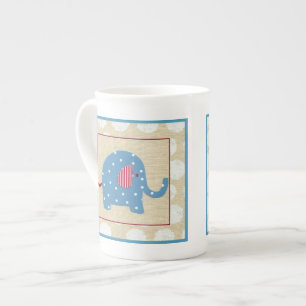 Blauer Elefant mit weißen Tupfen Prozellantasse
