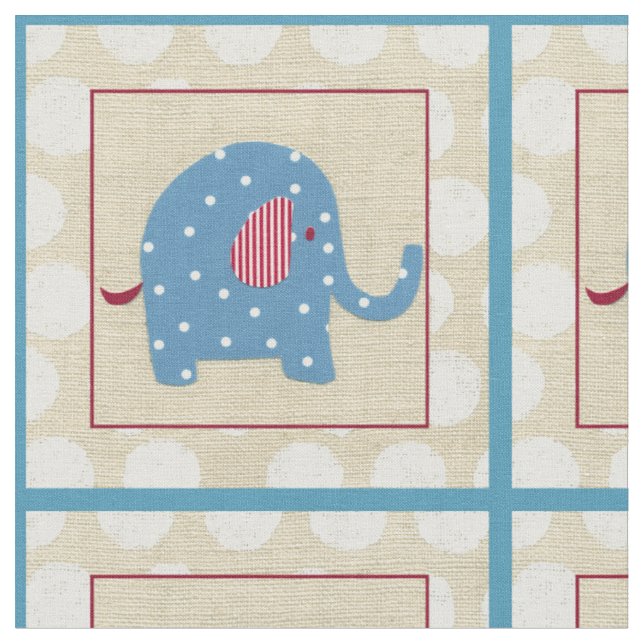 Blauer Elefant mit weißen Tupfen Stoff (Nahaufnahme)