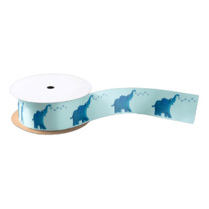 Blauer Elefant Satinband