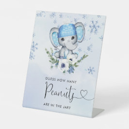 Blauer Elefant Wie viele Erdnüsse sind im Glas Sockelschild