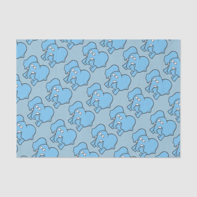 Blauer ElefantenCartoon Seidenpapier (Vorderseite)