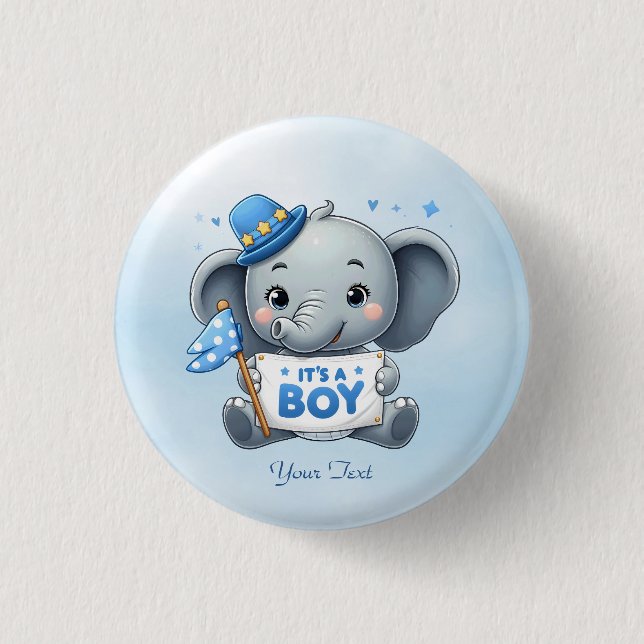 Blauer Elefantenschalter Button (Vorderseite)