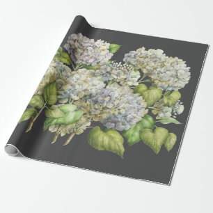 Blauer Elegant Blauer Hydrangea Schwarzer Deko Geschenkpapier