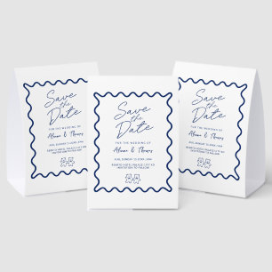 Blauer eleganter Doodle-Rahmen Save the Date  Tischaufsteller