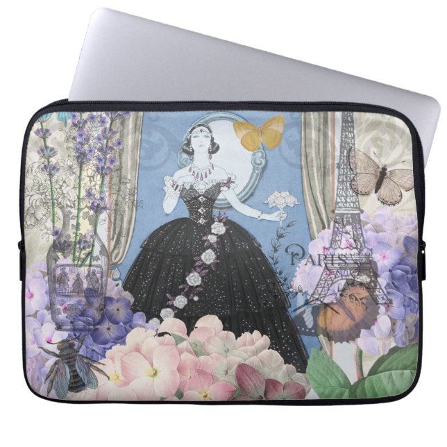 Blauer Eleganter Extravaganter Blumenstrauß Laptopschutzhülle (Vorderseite)