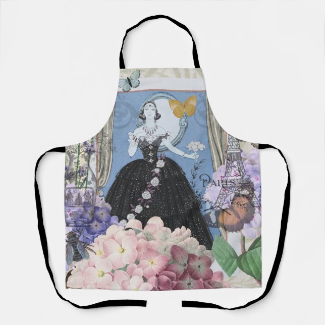 Blauer Eleganter Extravaganter Blumenstrauß Schürze (Vorderseite)