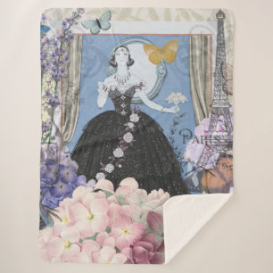 Blauer Eleganter Extravaganter Blumenstrauß Sherpadecke