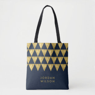 Blauer Eleganter Name Imitate Gold Dreieck Muster Tasche