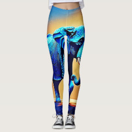 Blauer Elephant Glow Design Leggings