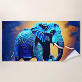 Blauer Elephant Glow Design Strandtuch