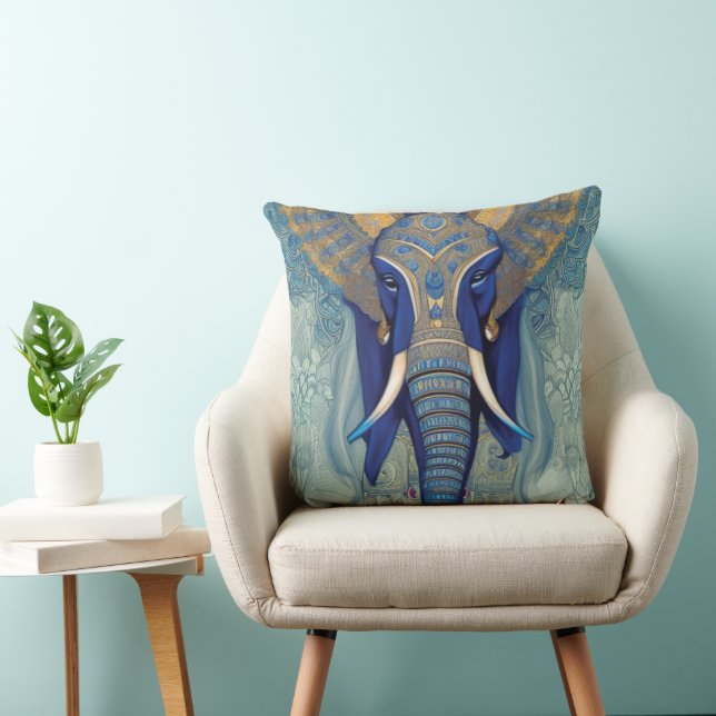 Blauer Elephant Throw Kissen (Stuhl )